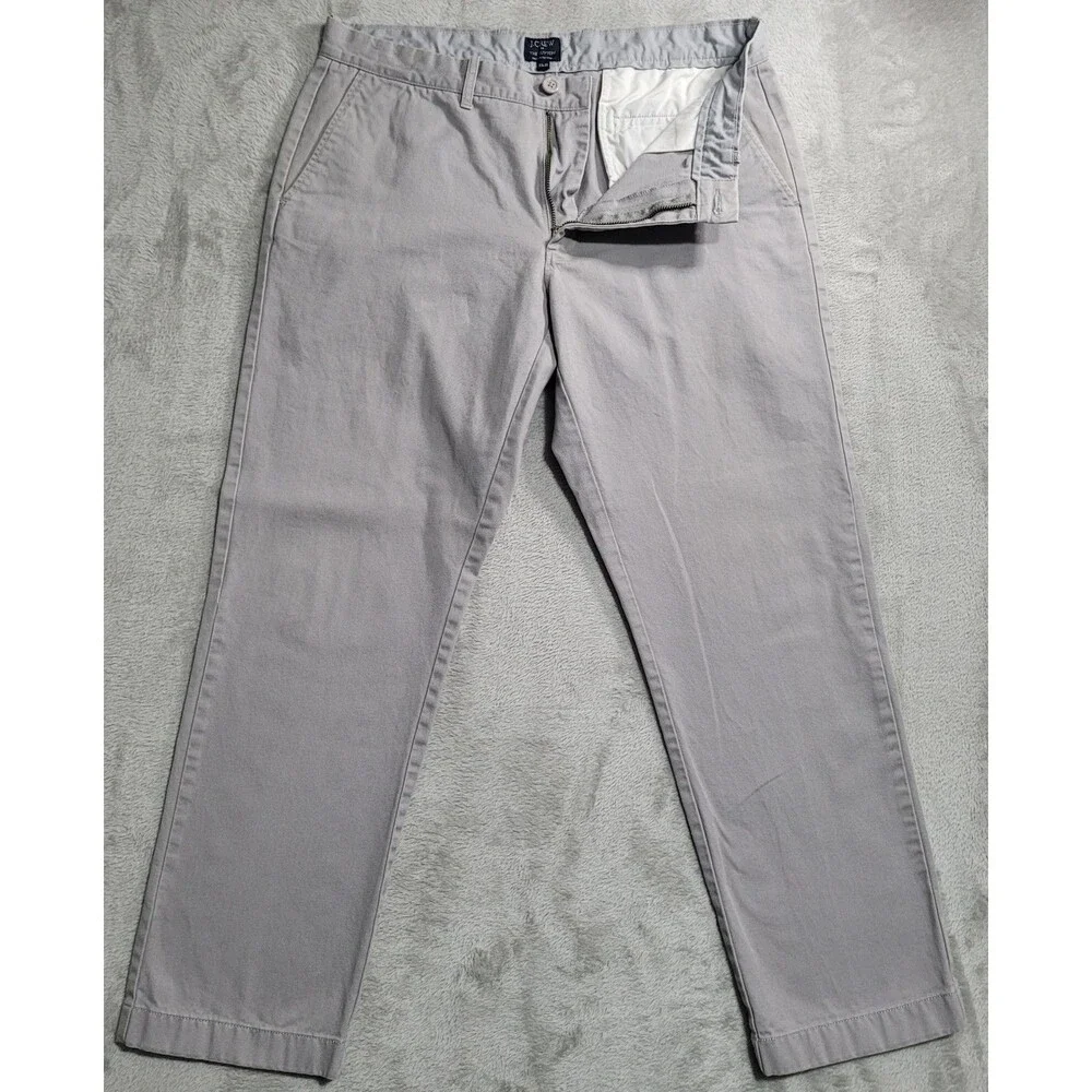 J.Crew Sutton Chino Pants Mens 33x30 Gray Slim Straight Flat Front Cotton Canvas